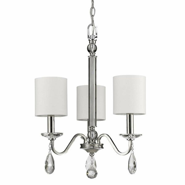 Homeroots 22.25 x 16 x 16 in. Lily 3-Light Polished Nickel Chandelier with Fabric Shades & Crystal Accents 398059